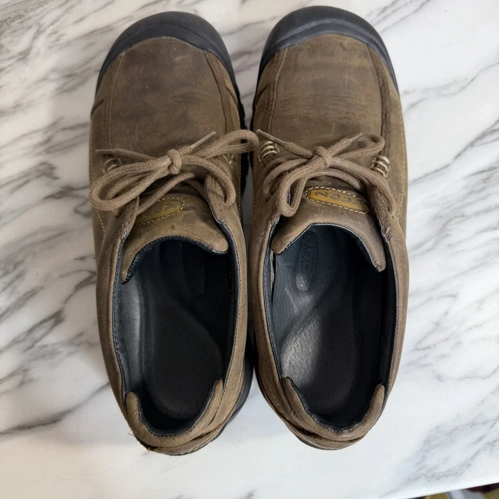 Keen Mens Portsmouth II Shoes Size 9.5 Waterproof Brown Leather Lace Up Toe Cap